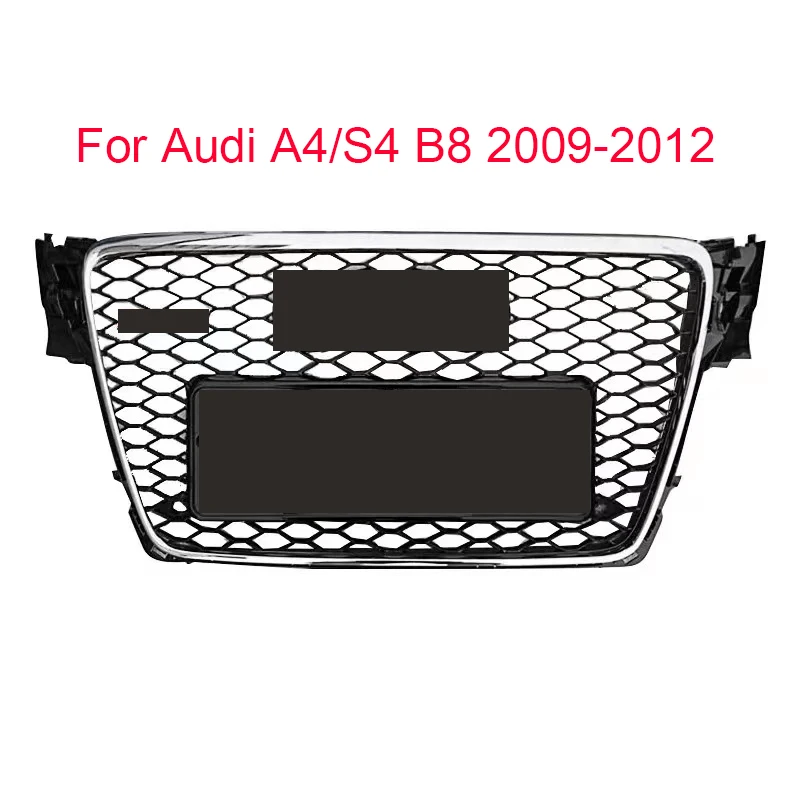 

Car Modification Front Bumper Grille Grill Fit for Audi A4/S4 B8 2009 2010 2011 2012 (Black + Silver) Mesh