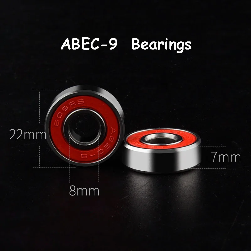 10PCS ABEC 9 608 2RS Stainless Steel Bearings High Performance Anti-rust Roller Skate Scooter Skateboard Wheel Bearings 8x22x7mm