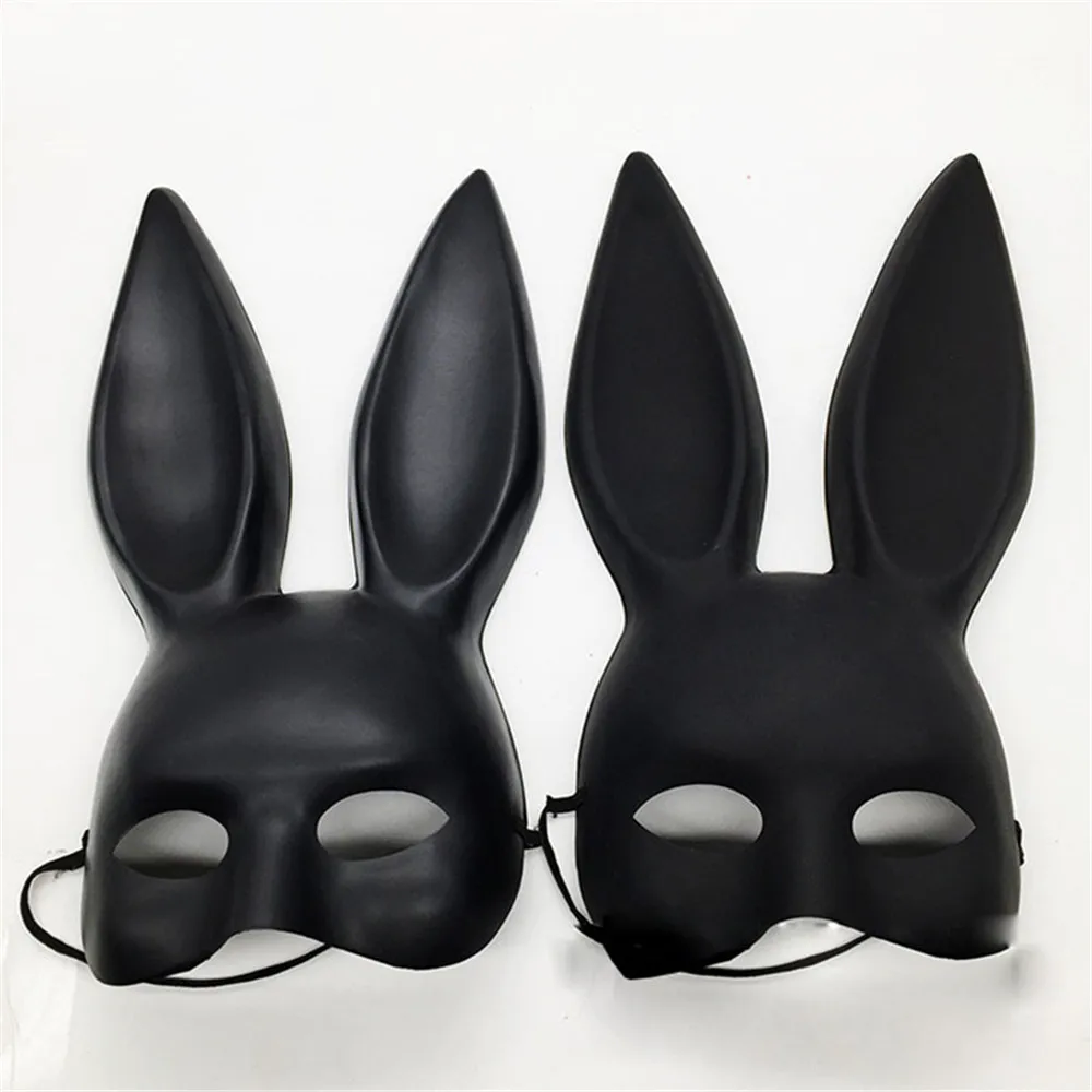 Zwart Volwassen Sexy Bunny Masker Vrouwen Meisje Lange Oren Bondage Maskers Half Gezicht Cosplay Halloween Rekwisieten Party Accessoires