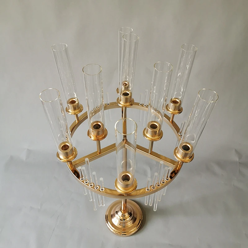 4 Stück 9-köpfiger Metall-Kerzenhalter, Kerzenständer, Hochzeitstisch-Mittelpunkt-Dekoration, Vase, Wegdekoration für Partys – Detail 3