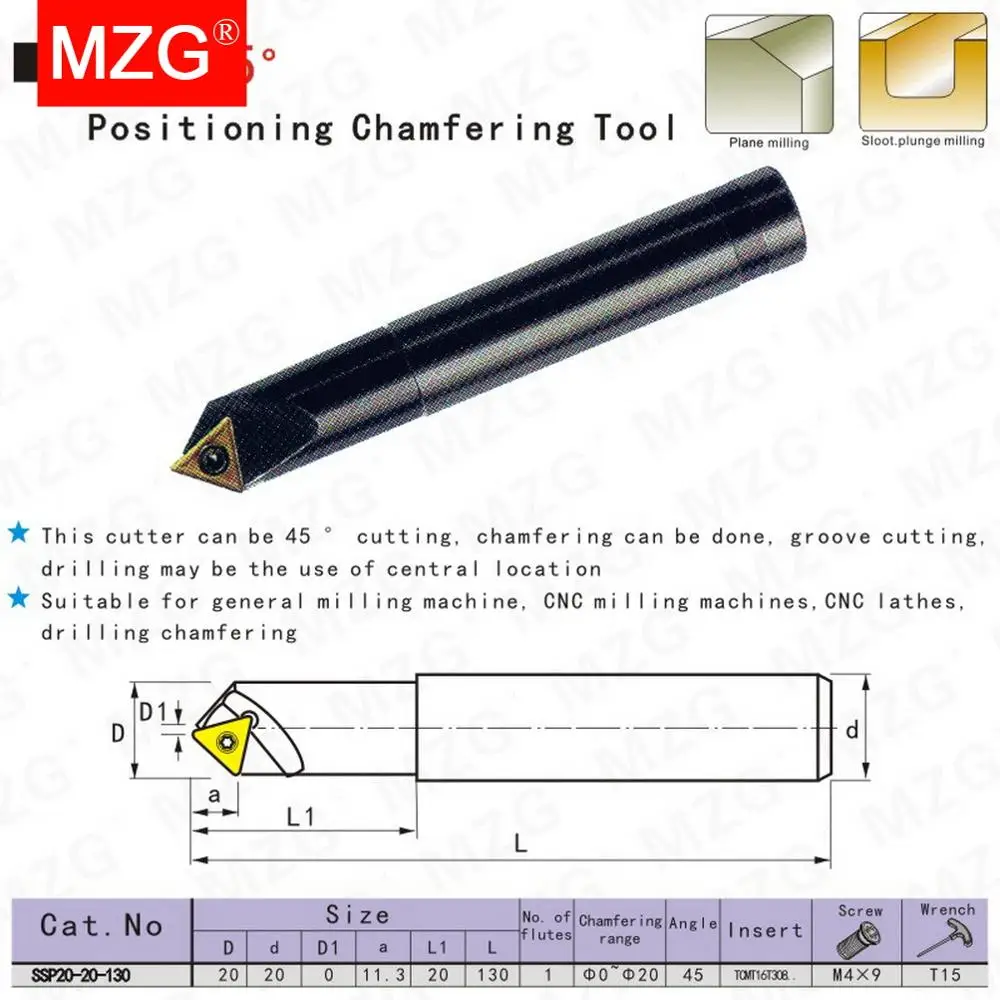 MZG  SSPC SSKC 20MM Tungsten Steel Screw CNC Lathe Milling Machine Clamp Positioning Chamfering Tools