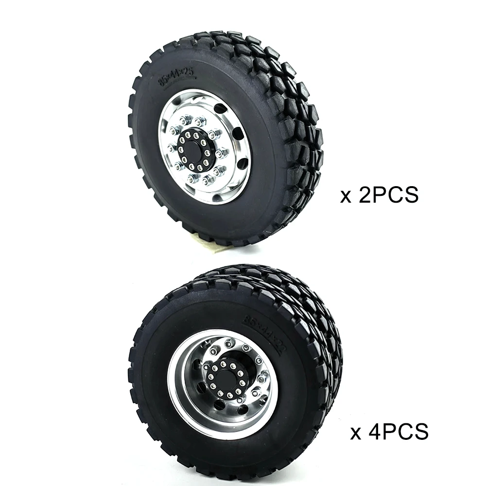 TRINOOD Voor- en achterwielbanden Complete set Metalen wielnaaf Rubberen band voor 1/14 Tamiya RC Tractor Truck Auto Upgrade Onderdelen