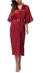 Women Silk Satin Long Wedding Bride Bridesmaid Robe Kimono Robe Feminino Bath Robe Large Size XXXL Peignoir Femme Sexy Bathrobe