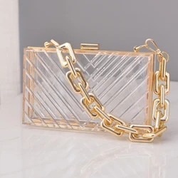 Transparent Bag Woman Luxury Handbags Designer Evening Clutch Clear Purse Crossbody Shoulder Acrylic Wedding Thick Strap Bag