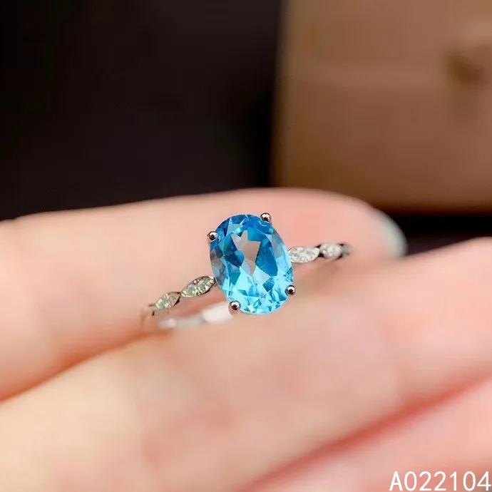

KJJEAXCMY Женское кольцо из стерлингового серебра 925 пробы, ювелирные изделия из натурального швейцарского синего топаза, винтажное, милое овальное, регулируемый драгоценный камень, поддержка