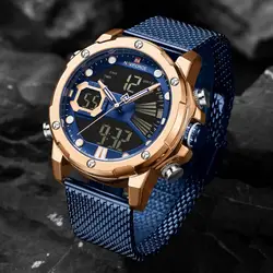 NAVIFORCE Men's Watch Fashion Bussiness Stainless Steel Waterproof Digital Quartz Wristwatches Original Sports Chronograph Male