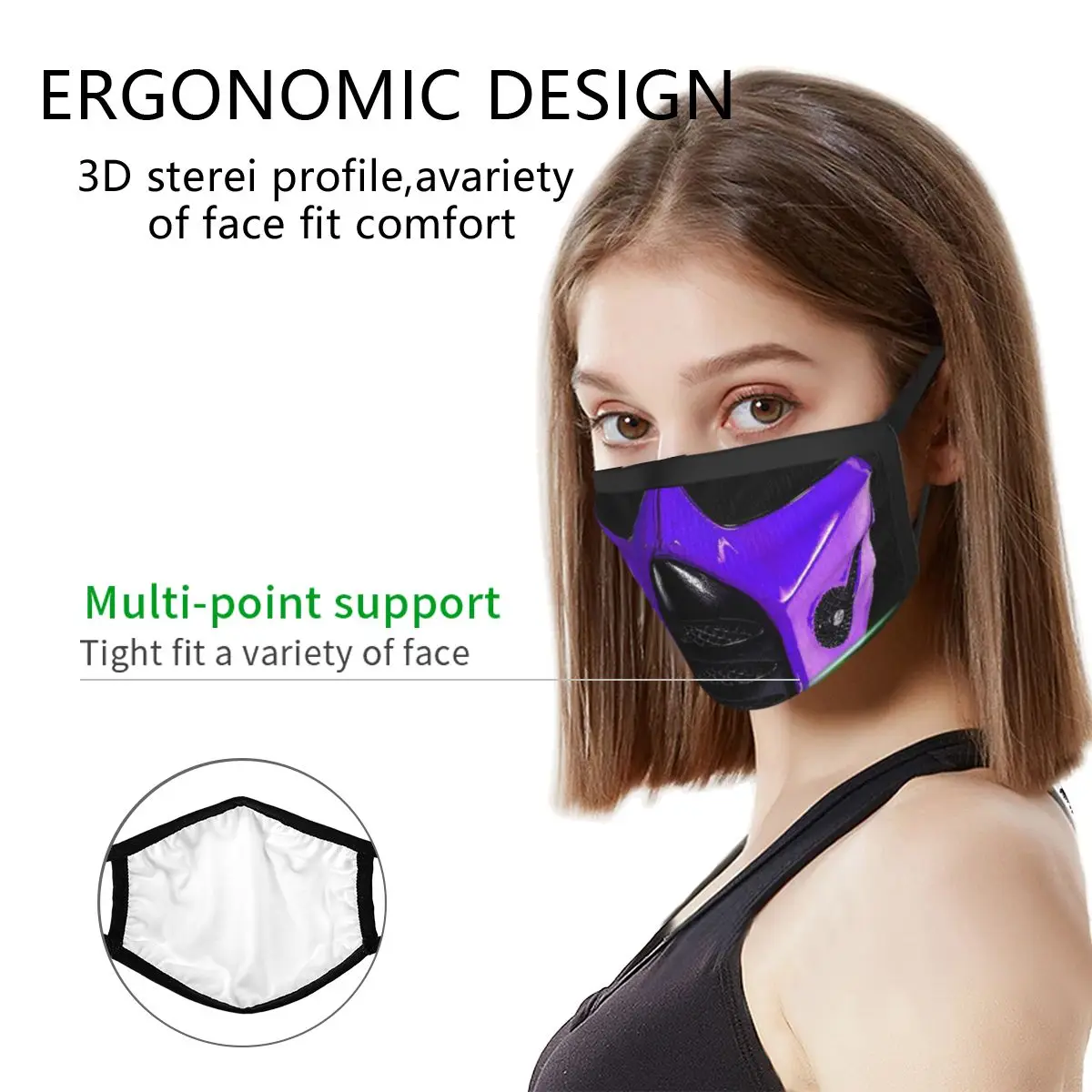 Purple For The Kombat Reusable Mouth Face Mask Mortal Kombat Anti Haze Dustproof Mask Protection Mask Respirator Mouth Muffle