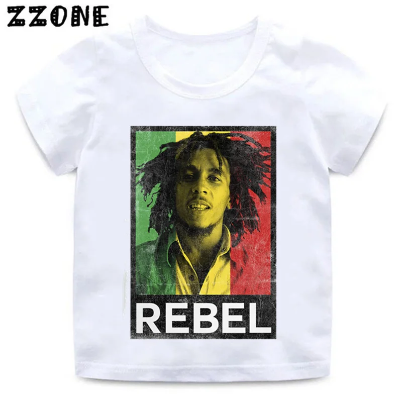 

Boys and Girls Jamaica Singer Bob Marley Reggae Rastafari Print T shirt Baby Funny White T-shirt Kids Summer Clothes,HKP5208