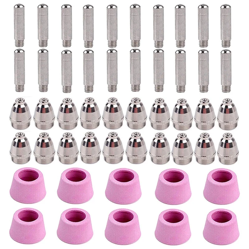 50Pcs Plasma Cutter Torch Consumables Electrode Nozzles Cups Kit For AG-60 SG-55 WSD-60 Fit CUT-60 LGK-60 Plasma Cutter CNIM Hot