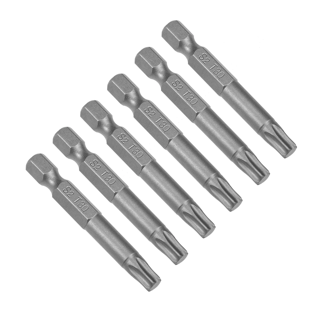 

uxcell 6pcs 50mm 1/4" Hex Shank T30 Magnetic Torx Head Screwdriver Bits S2 Alloy Steel