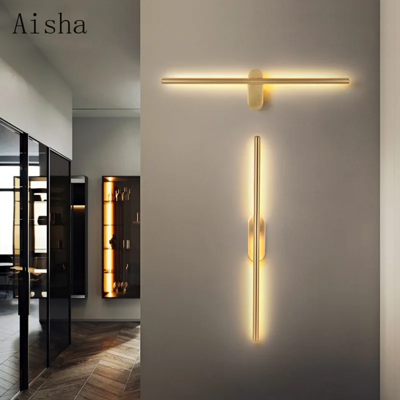 minimalista led strip lampada de parede nordic linha arandela preto ouro quarto hotel cabeceira espelho iluminacao frontal luz decorativa 01