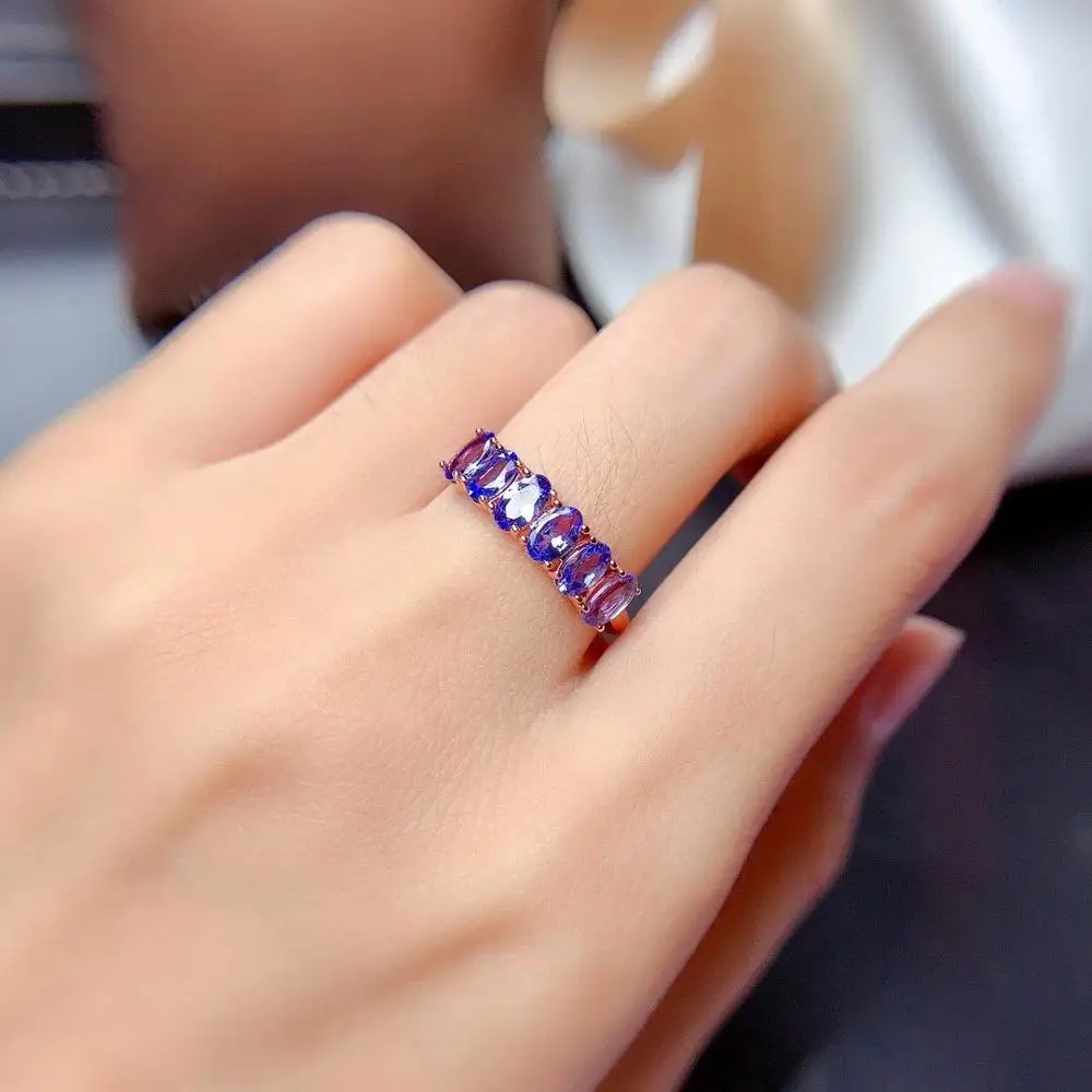 

Natural Tanzanite RING 925 sterling silver new simple design party gift matching clothing