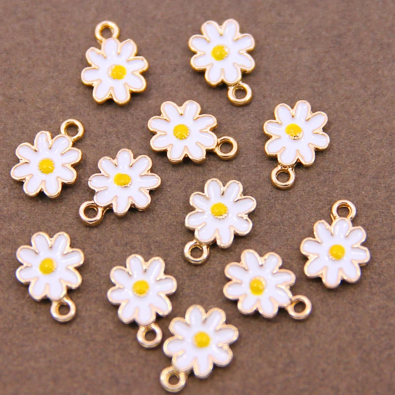 10pcs 9*12mm enamel sakura charm for jewelry making fashion earring pendant flower charm necklace bracelet charms