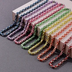 7 Rainbow Color Tone Byzantine Stainless Steel Necklace Boys Mens Women Chain Hip Hop Rock Fashion Jewelry Link Chains Necklace