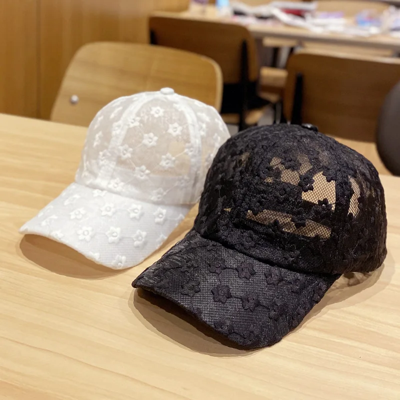 Women Lace Flower Baseball Cap Summer Breathable MeshHats Summer Sports Caps Snapback Floral Hat Women  Girls