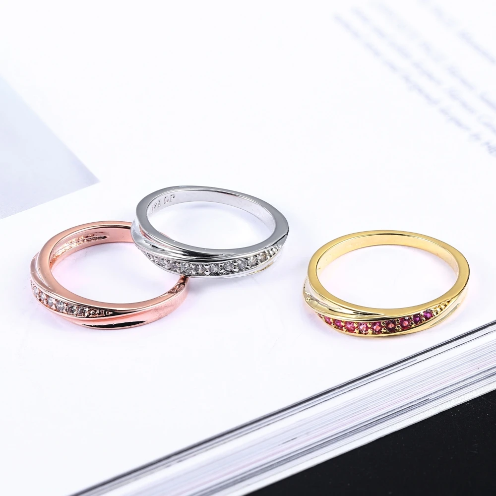 Engagement Wedding Rings For Women Promise Women\'s Dainty Ring Simple Rose Gold Color Cubic Zirconia Fashion Jewelry R314