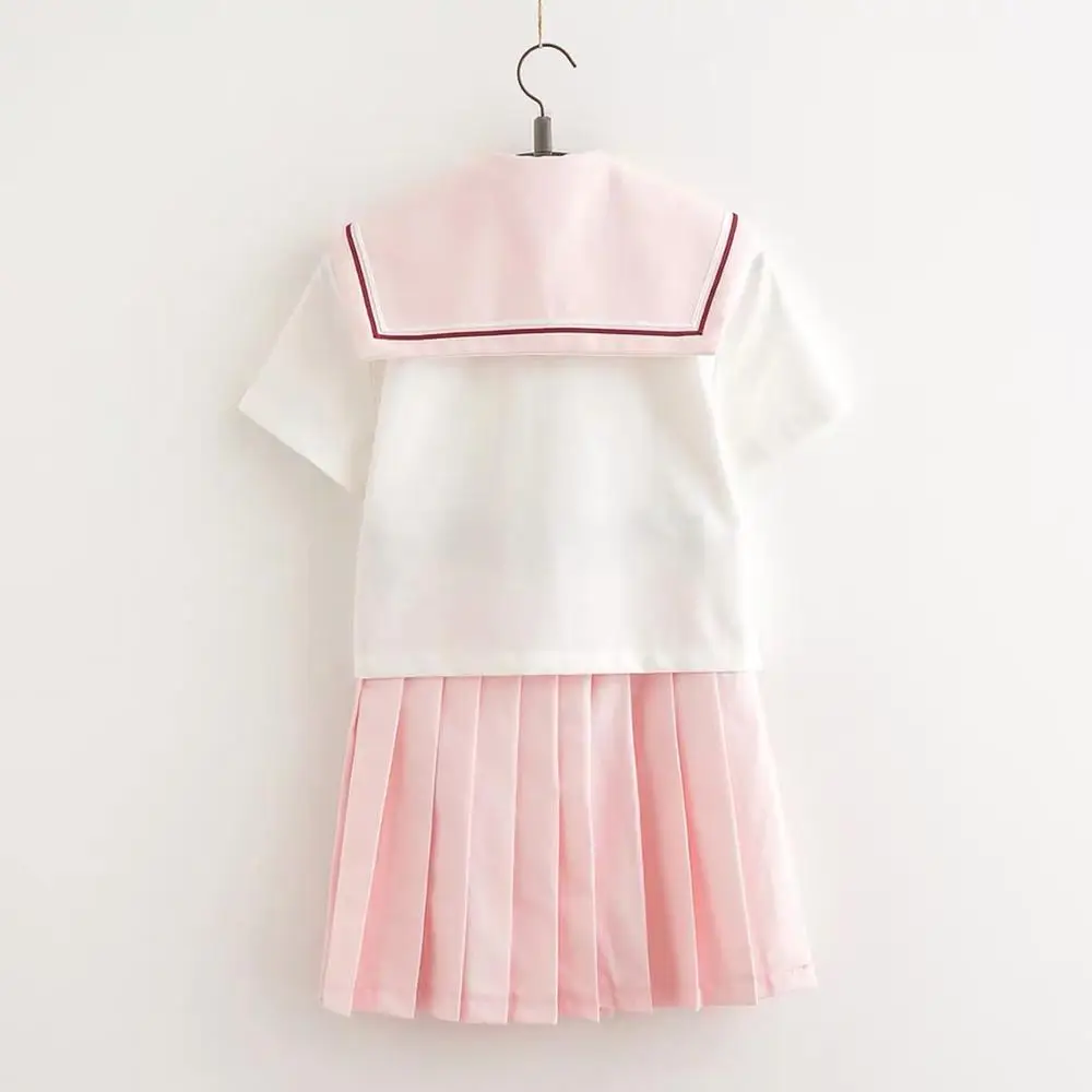 Sakura light pink Japanese school uniform skirt JK uniform Class uniforms Sailor suit College wind Suit Female Students uniforms