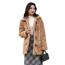 2022Autumn Winter Women New Wool grace High-end Jacket Female Mid-length Lmitate Fur Coat Mink Brushed Plush Slim Coat A699