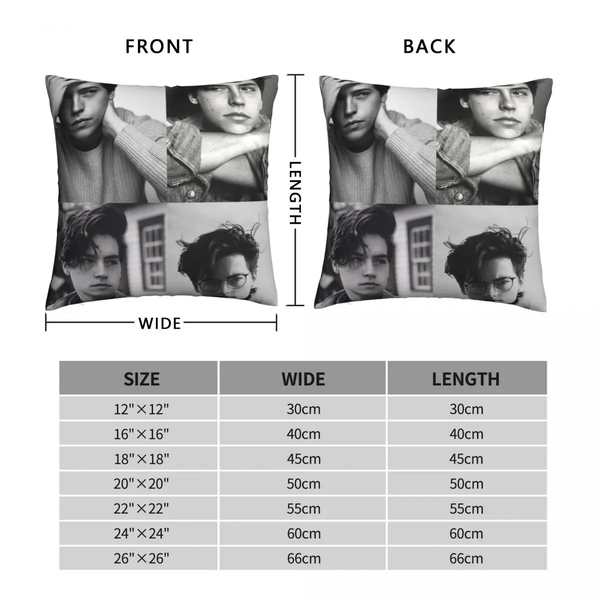 Cole Sprouse Collage B&W Pillowcase Polyester Linen Velvet Printed Zip Decor Throw Pillow Case Bed Cushion Cover Wholesale