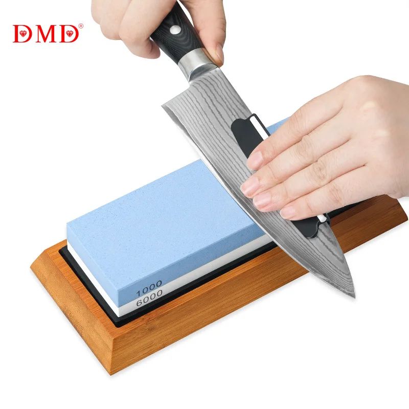 

DMD 1815 Three-piece Set Of 1000/6000 Double-sided Oilstone Whetstone With Wooden Base And Knife Holder