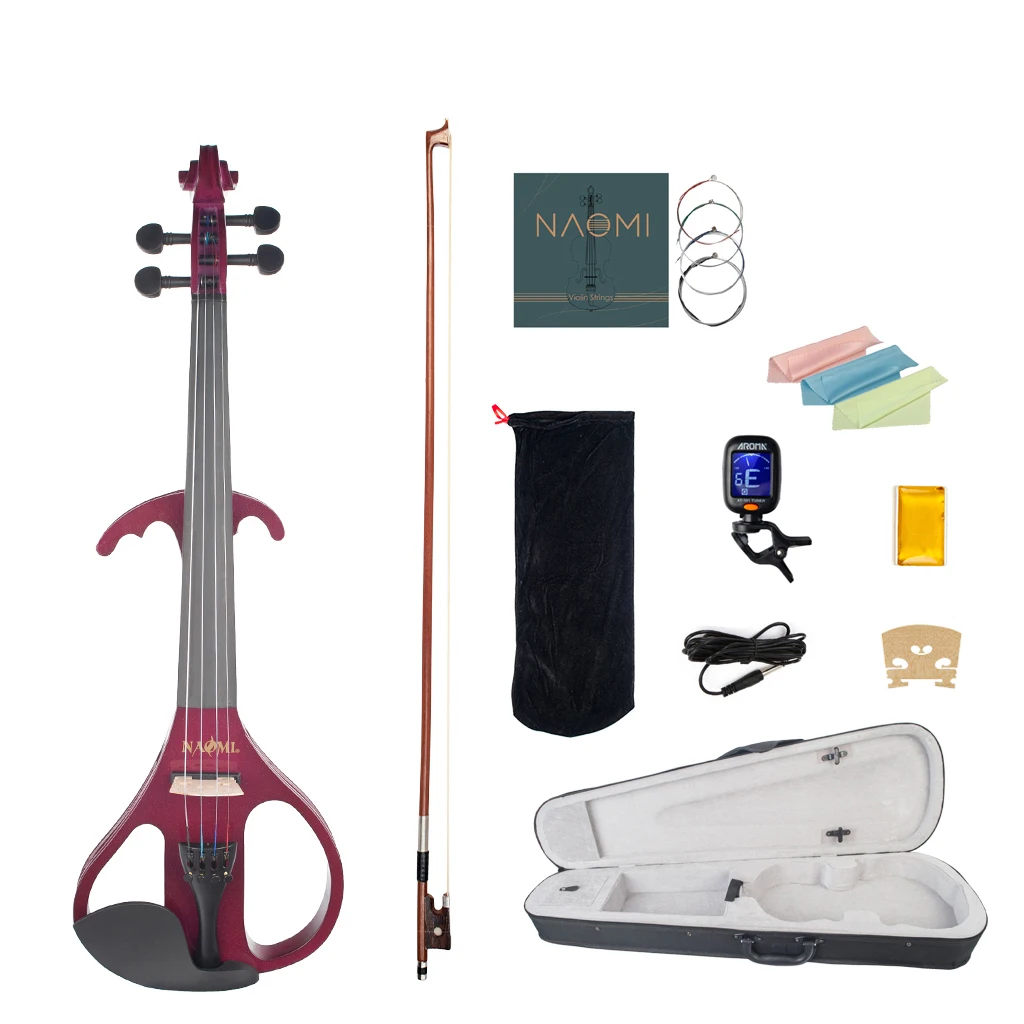 

Electric Violin 4/4 Solidwood Silent Fiddle Set w/ Case+Bow+Bridge+Rosin+Tuner+Protect Bag+Audio Cable For Beginner