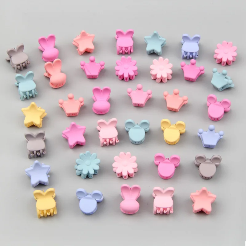 50PCS/Set Cute Small Flower Star Mini Crab Hair Claw Clips Child Girls Candy Cartoon Plastic Hair Clamps Kids Hair Accessories