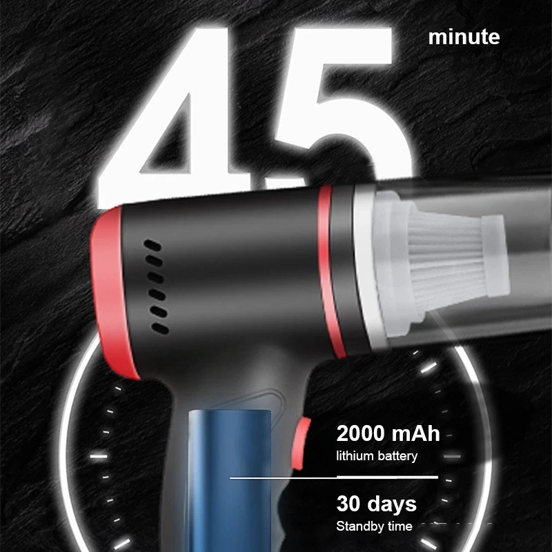 Penyedot Debu Nirkabel Mini Portabel Pengisap Tinggi Genggam Basah Kering Kabel Nirkabel Otomatis 120W9000Pa dengan Basis Pengisi Daya