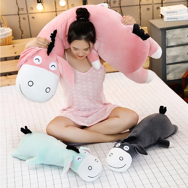 New 70-90cm Cute Cartoon Donkey soft Stuffed Animals Toy Boy Girl Donkeys Pillow Cushion Kids Comforting Companion Birthday Gift