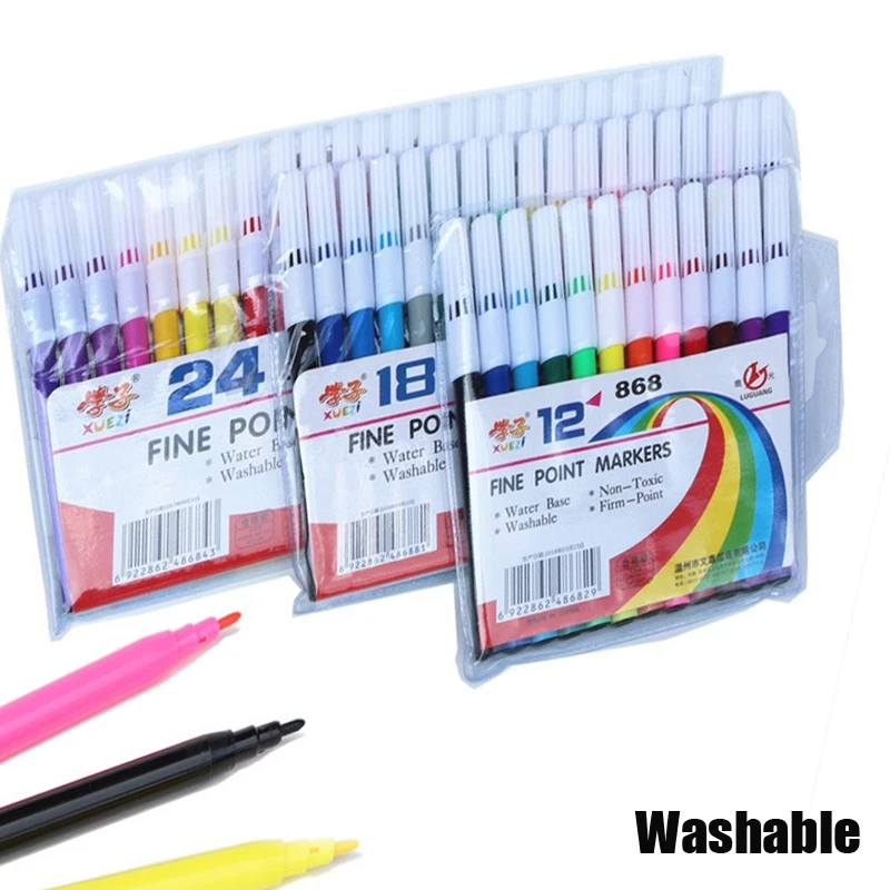 12/18/24 Colored Water Color Drawing Pen Colour Fine Point Felt Tip Marker Pens for Children Student DIY Scrapbook Art Supplies