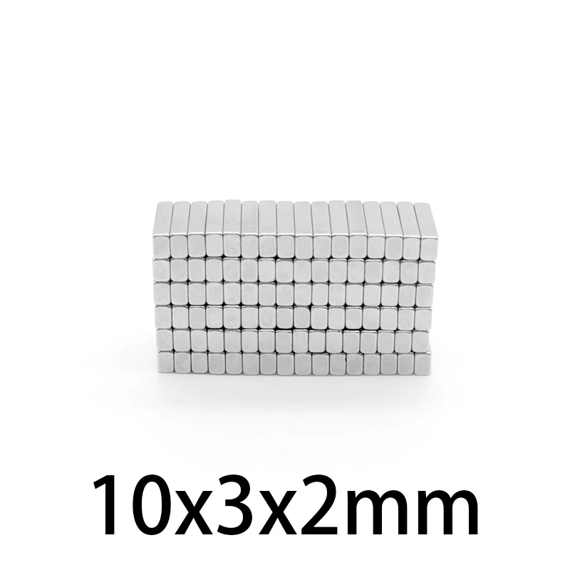 20-500PCS 10x3x2mm N35 Strong Neodymium Magnets Thickness 2mm Block Permanent Magnet 10x3x2mm Powerful Magnetic Magnets 10*3*2mm