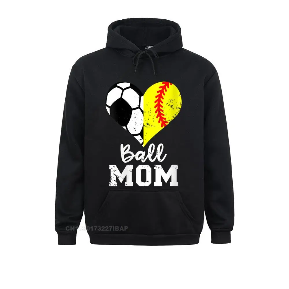 Womens Ball Mom Heart Funny Softball Soccer Mom O-Neck Hoodie New Design Men Sweatshirts Long Sleeve Hoodies Hoods