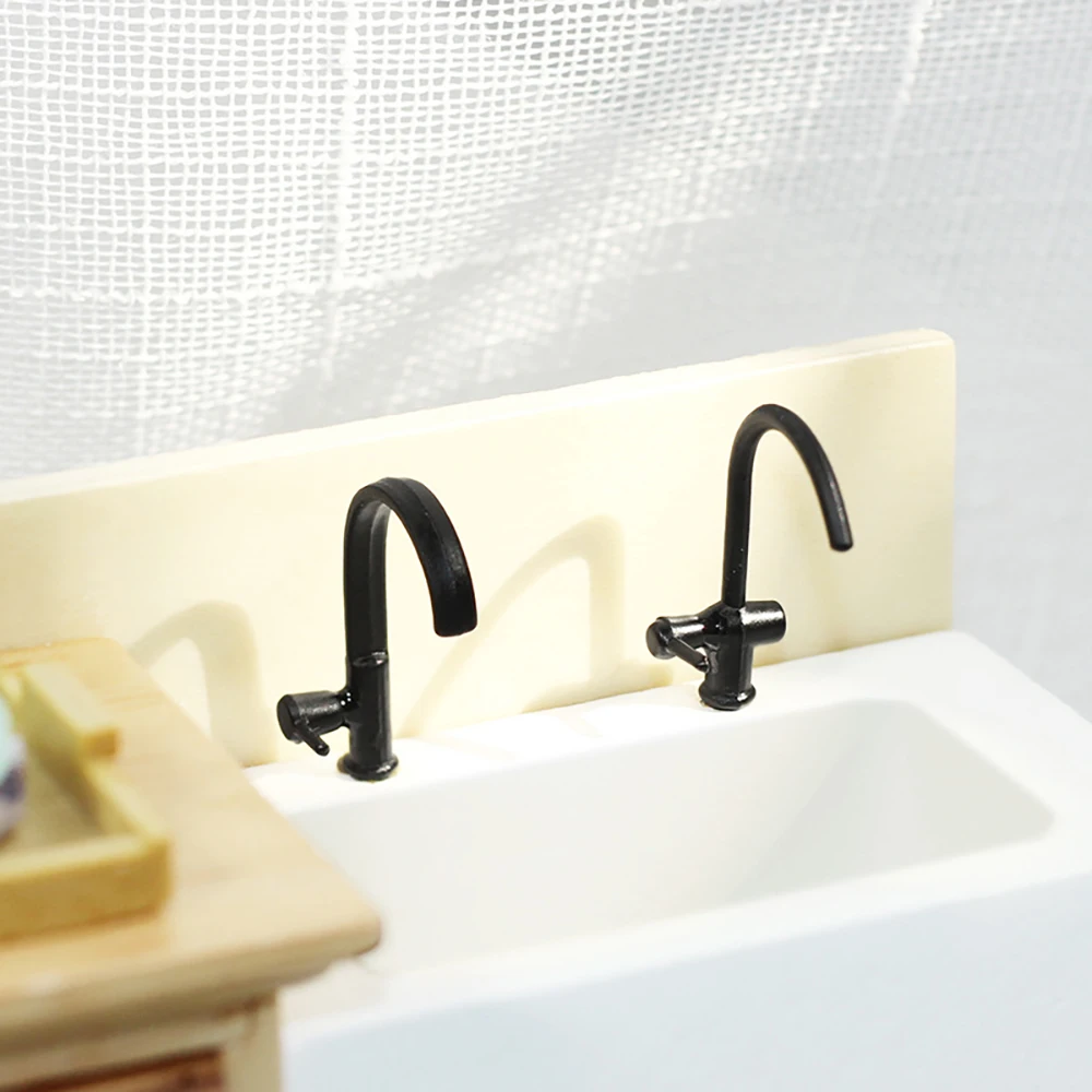 1Pcs 1/12 Dollhouse Miniature Accessories Mini Alloy Faucet Simulation Water Tap Model Toys for Doll House Decoration