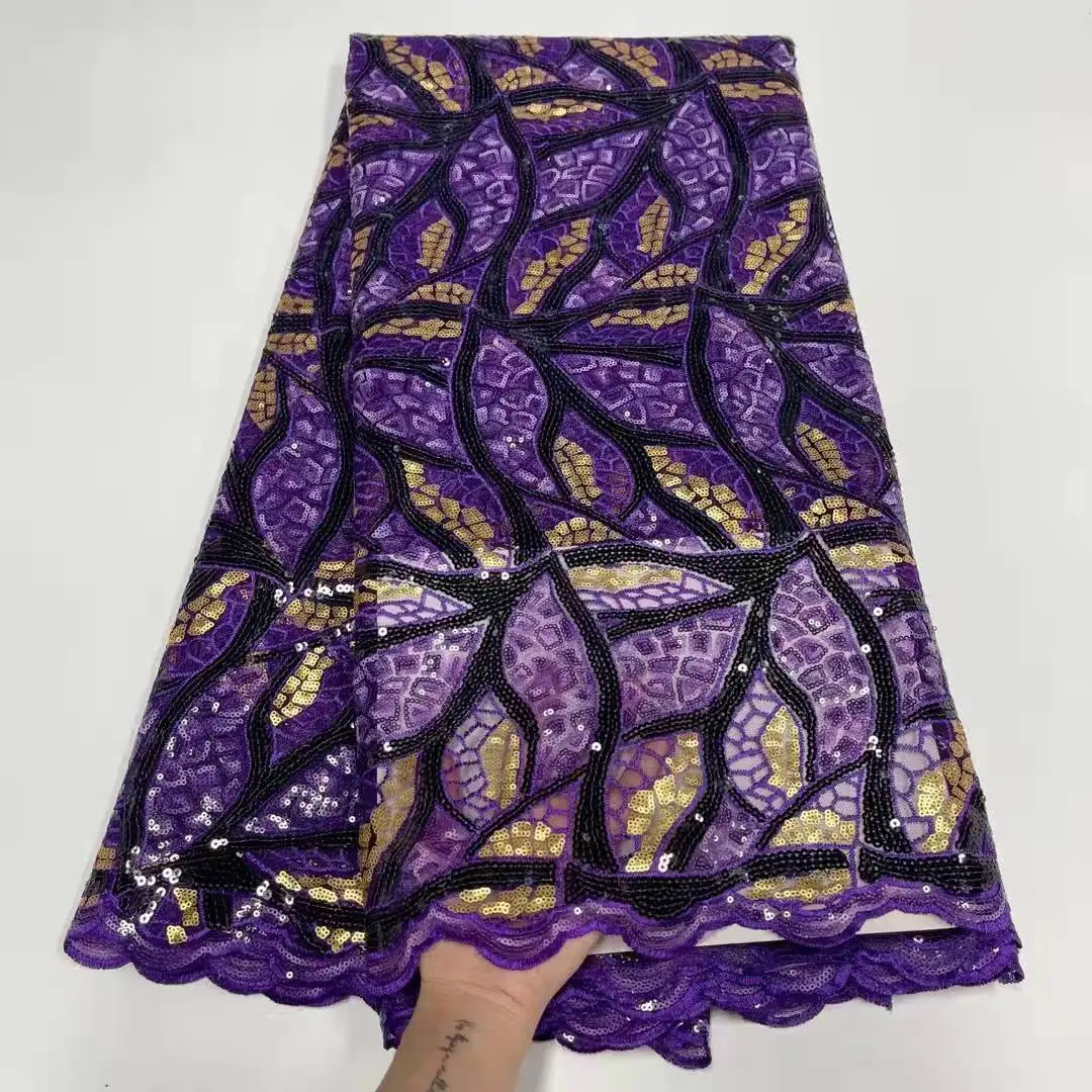 Tissus africains à paillettes multicolores, 5 Yards, en dentelle de haute qualité, Style nigérian, Style dubaï, pour fête et mariage, 2022