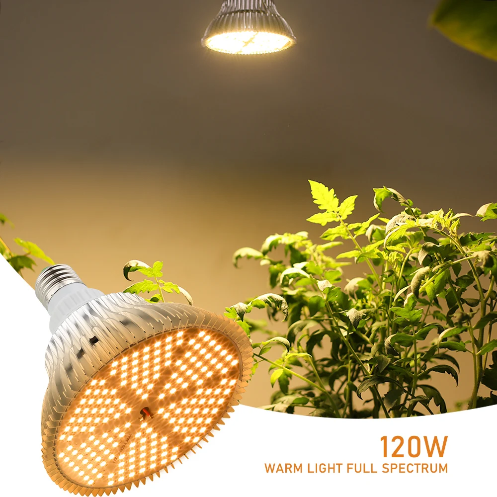 E27 120W 180Leds Warm Wit Led Grow Lamp Voor Indoor Bloemen Potplanten Fruit Groenten