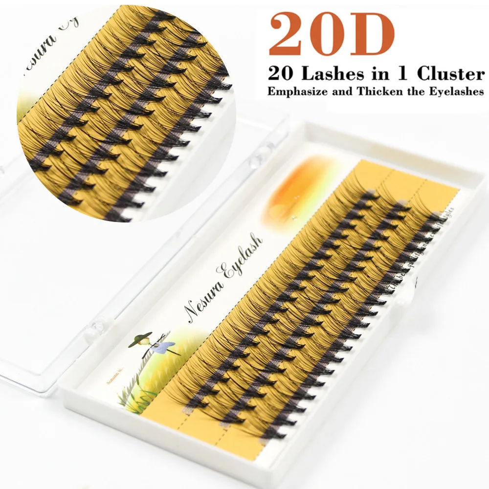 60 Bundles Mink Eyelash Extension Natural 3D Russian Volume Faux Eyelashes Individual 20D Cluster Lashes Makeup Cilia