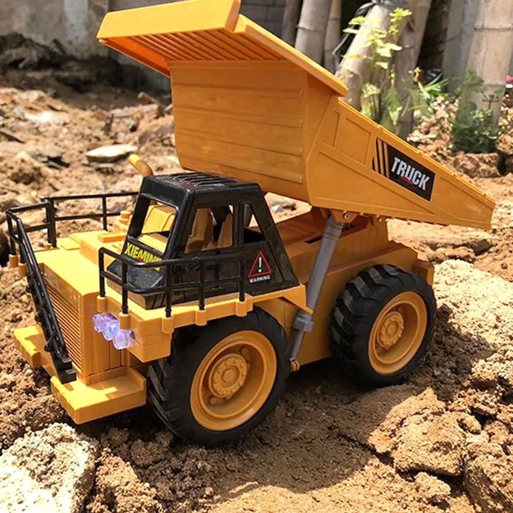 1/16 RC Truck Bulldozer Dumper Crawler Tractor Model Engineering Car Excavator Push Soil Music Lighting Effects Kids Toys Gifts