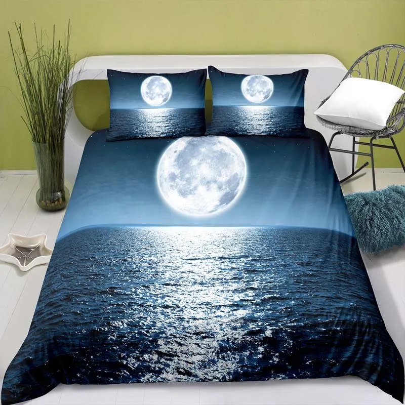 

3D Printing Moon Style Duvet Cover with Pillowcase Bedroom Decoration Queen Size Bedding Bedroom Set King Size Bed