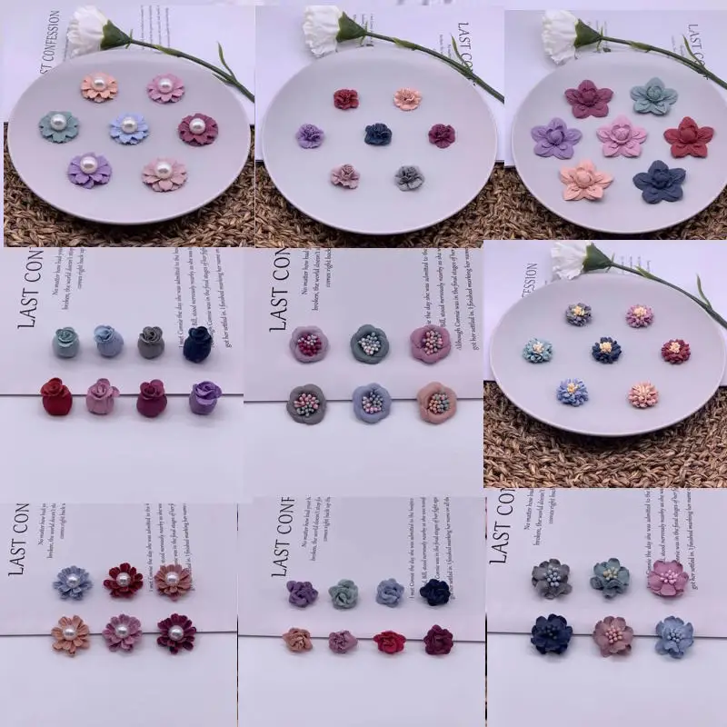 20pcs/lot MIX Korea suede flower hairpin hoop material Hair accessories DIY key chain Bag hanging jewelry accessories