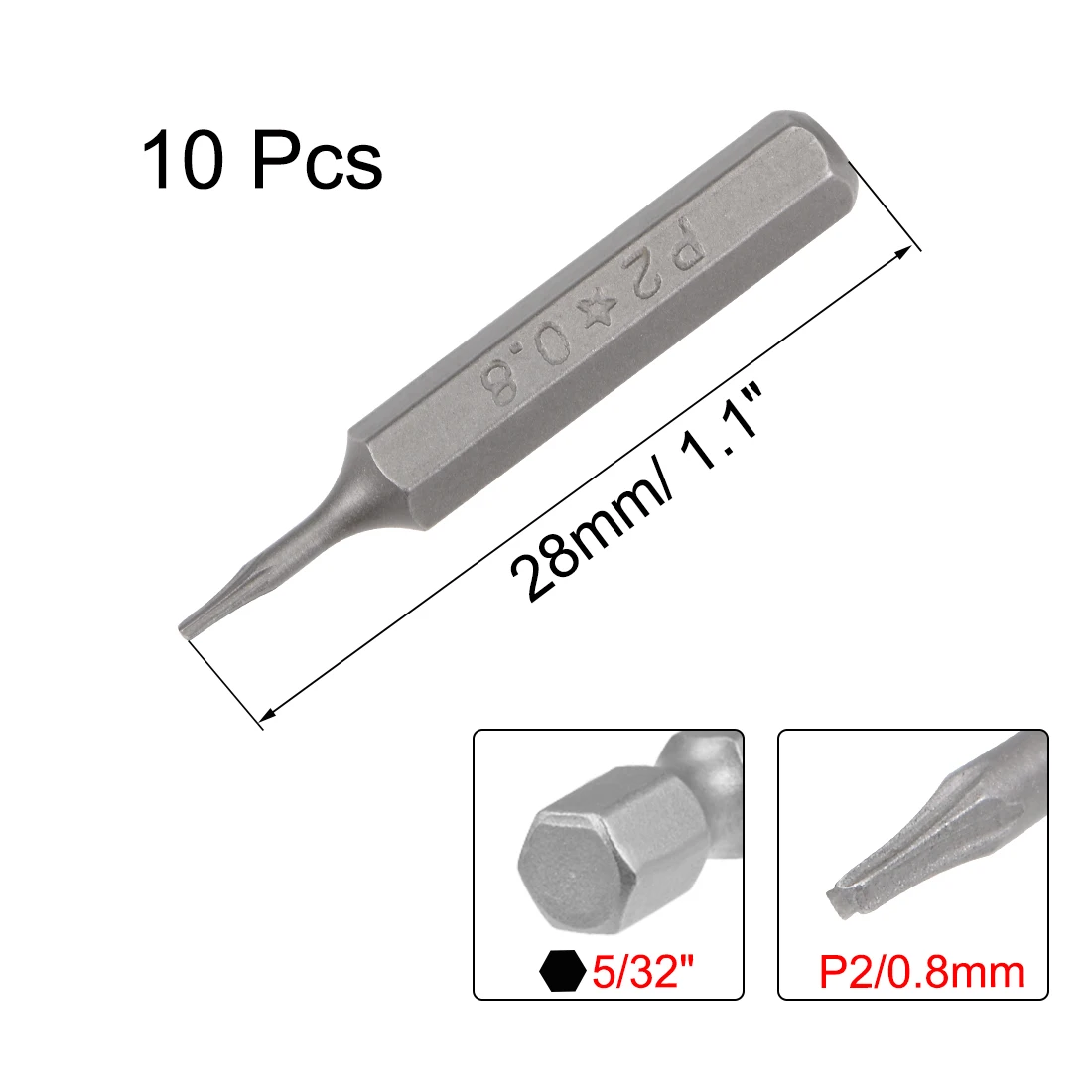 Uxcell 10 stücke p2/0,8mm Schrauben dreher Bit Set Sechs kant schrauben dreher Bits Handwerkzeuge Zoll Schaft Sternform legierter Stahl набор отверток