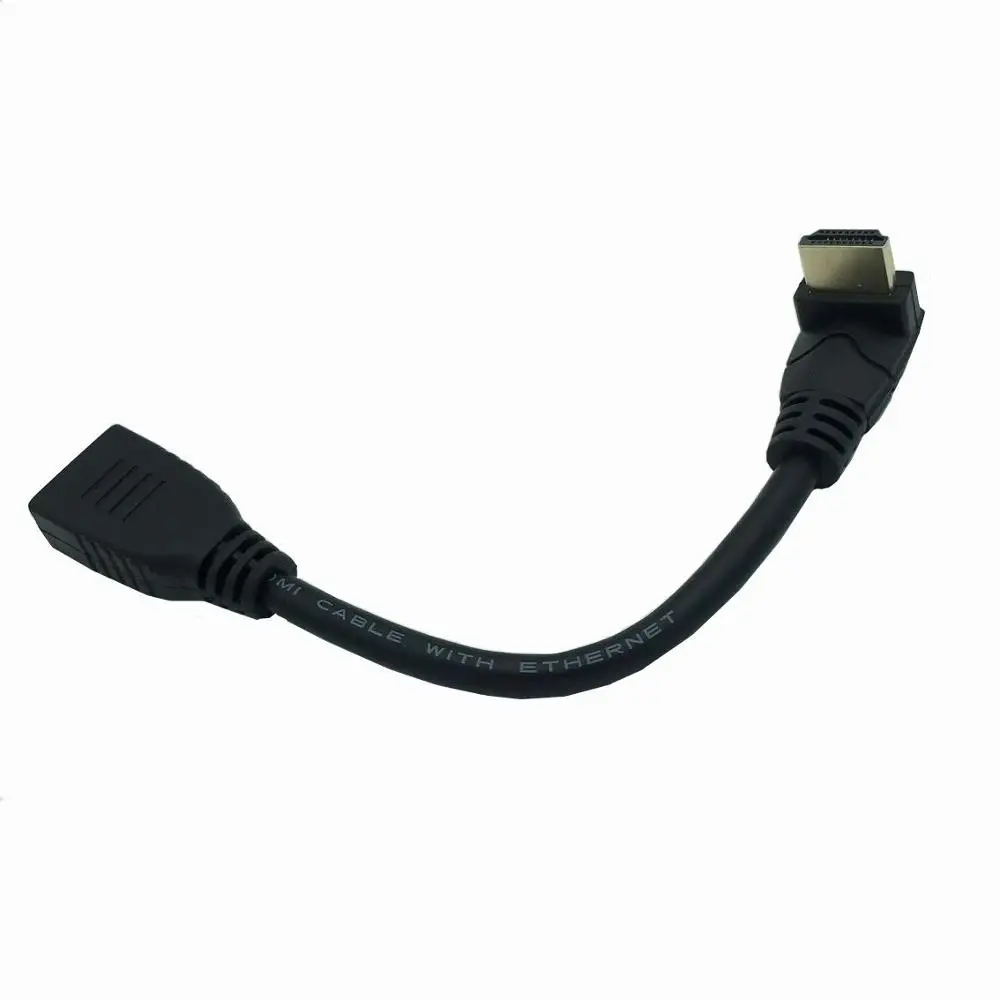 2.0 Extension Cable HDTV 90 Degree Right Angled Elbow Cord Male to Female Extender 2K*4K@60HZ Ultra 3D 1080P Ethernet