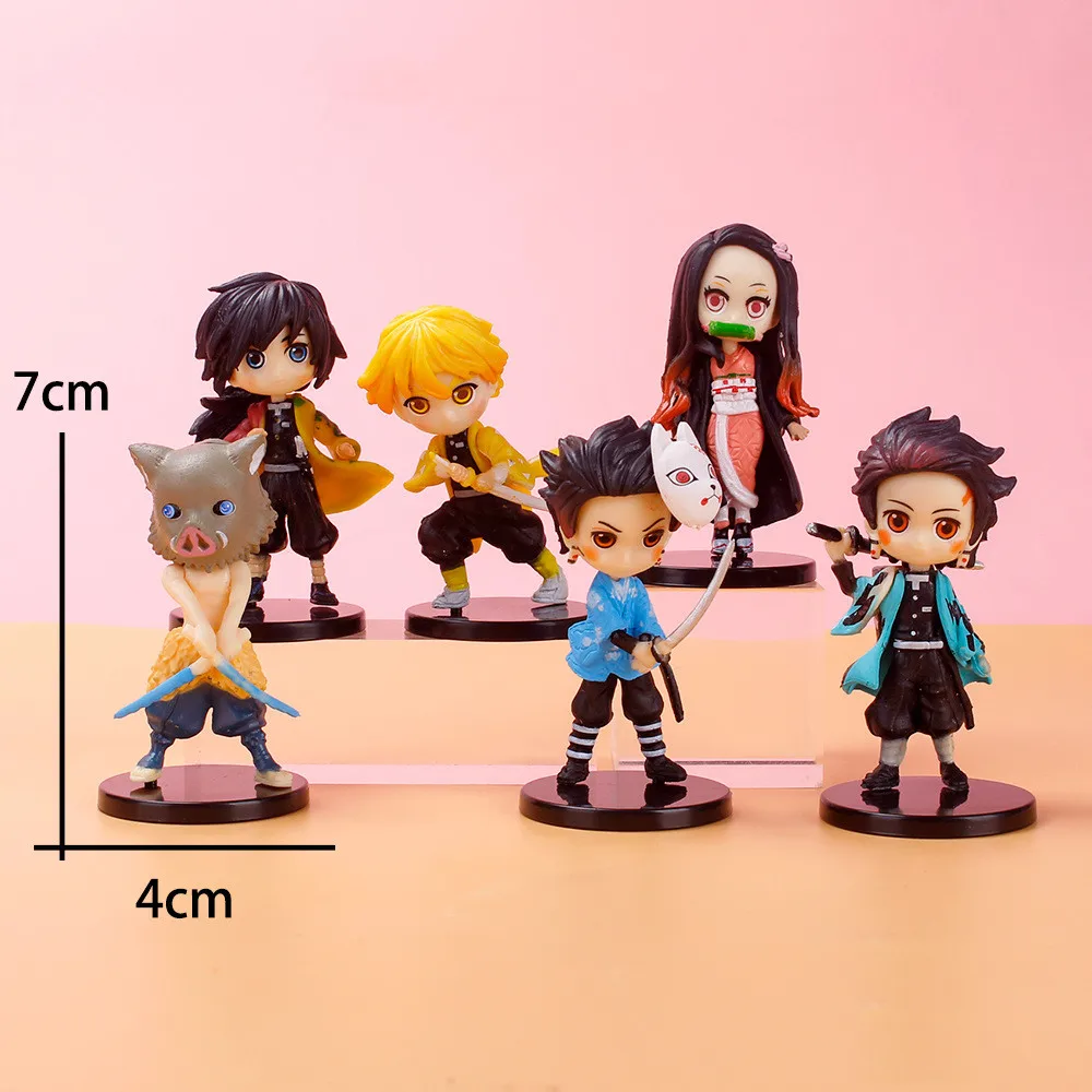 

6pcs/set Anime Demon Slayer 7cm Figure Kimetsu No Yaiba Figure Q Posket Kamado Tanjirou Kamado Nezuko Agatsuma action model Toys