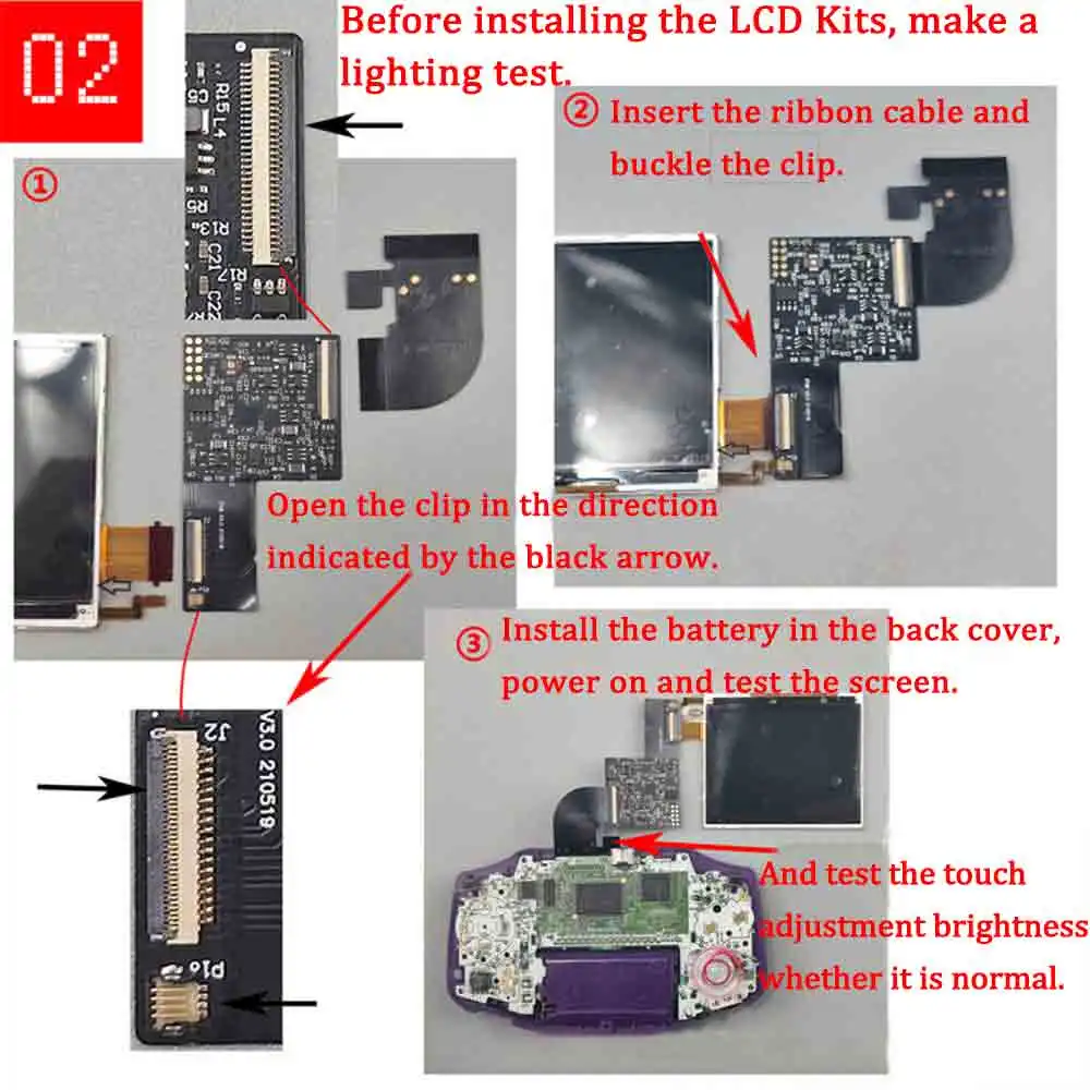 2022 DSI Dot-to-Dot Pre Laminated Highlight Screen Kits For GBA 32pin/40pin highlight brightness lcd kits for GameBoy Advance