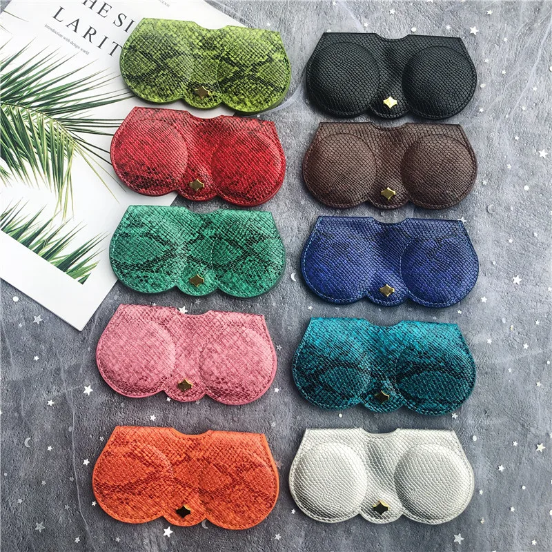 2020 Popular Serpentine Sunglasses Cases Solid color Sunglasses Bag Glasses Protective Sleeve PU Leather Glasses Case