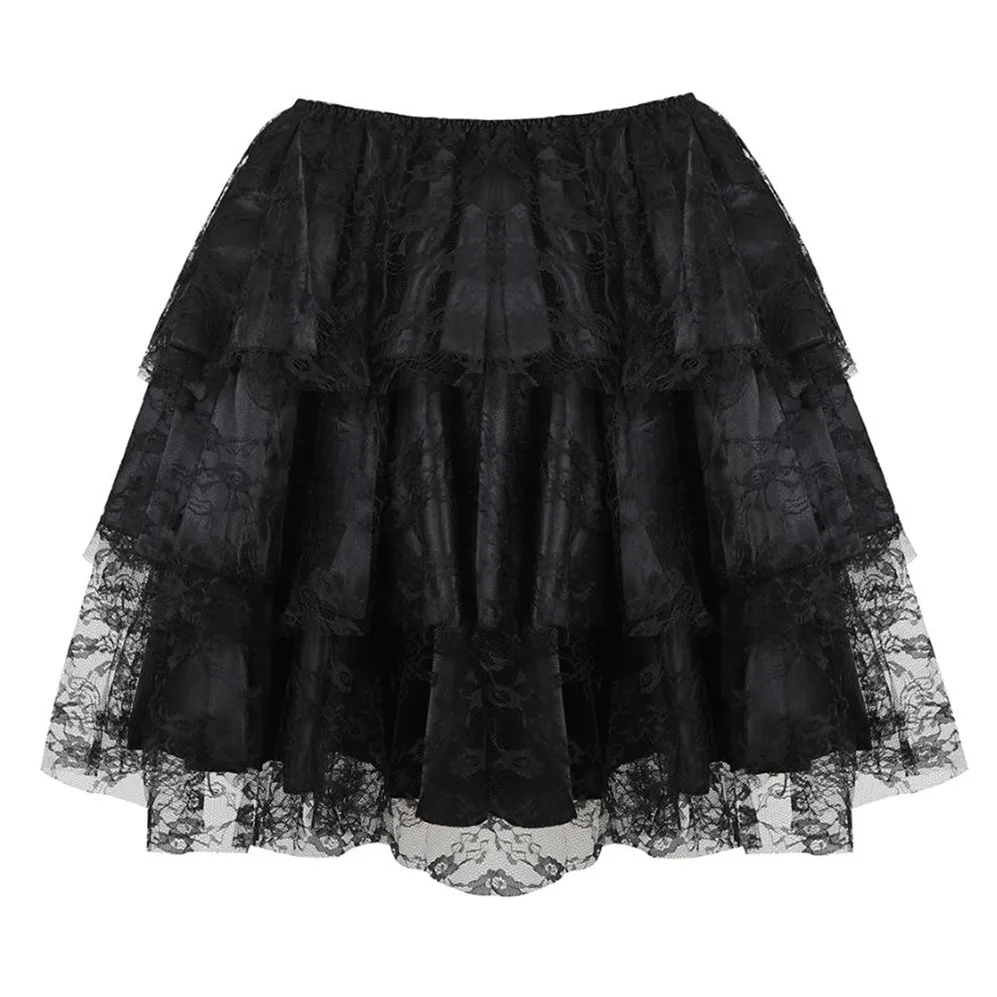 

Sexy Costume Skirt Women Three Layer Skirt Ruffly with Lace Tulle Pleated Skirt Showgirl Night Party Skirts Match Corset S-6XL