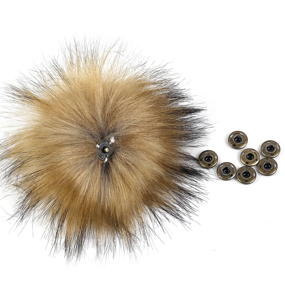 Geebro DIY Pompon 11-16cm 18cm 20cm Raccoon Fur Pom Poms Fur Balls for Knitted Hat cap Beanies and Scarf Real Fur Pompoms