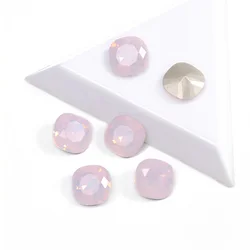 Top Quality Rose Water Opal Color Cushion Cut Shape Non Hotfix Nail Art Rhinestone Super Bright Glass Strass Nail Art Gems