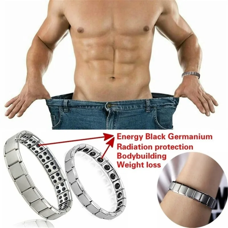 Stainless Steel Black Germanium Magnetic Chain Link Bracelet for Women Men Health Care Energy Jewelry Snoring Bracelets &Bangle