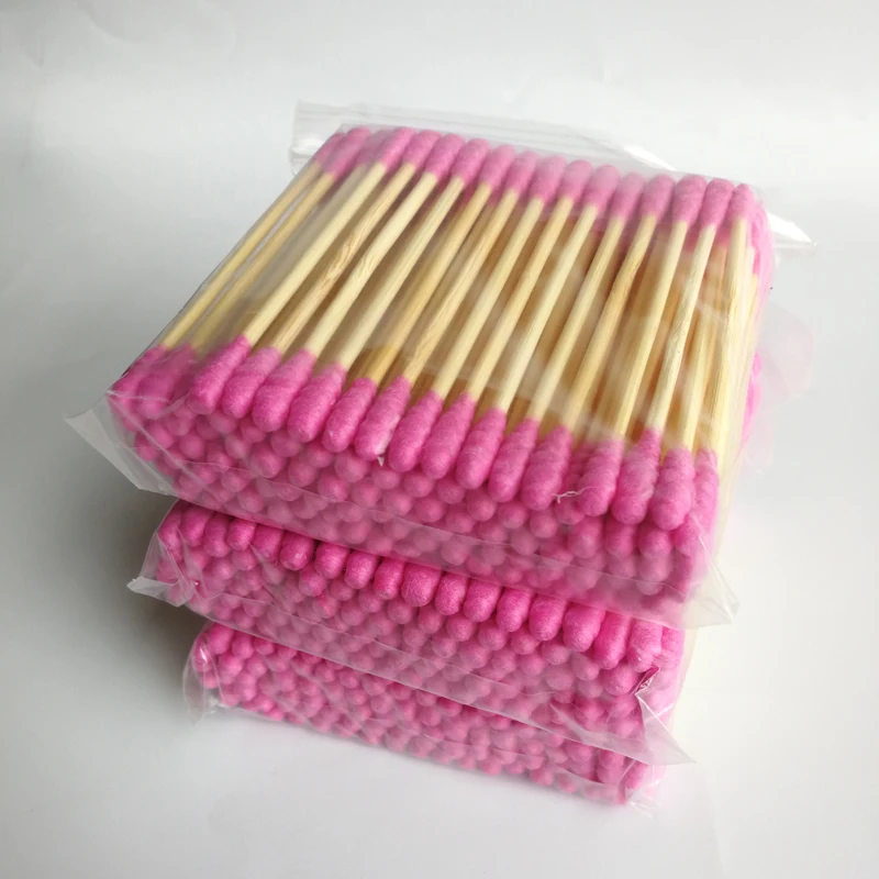 Bastoncillos de algodón de doble cabeza, palitos de bambú, 100 piezas, desechables, para belleza, maquillaje, limpieza de nariz y orejas