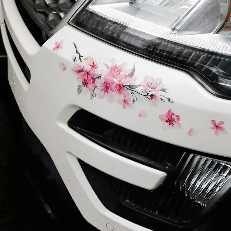 Noizzy Oriental Bunga Sakura Vinil Cinta Mobil Otomotif Stiker Bunga Merah Muda Decal Sorot Jendela Mobil Asmara Dekorasi