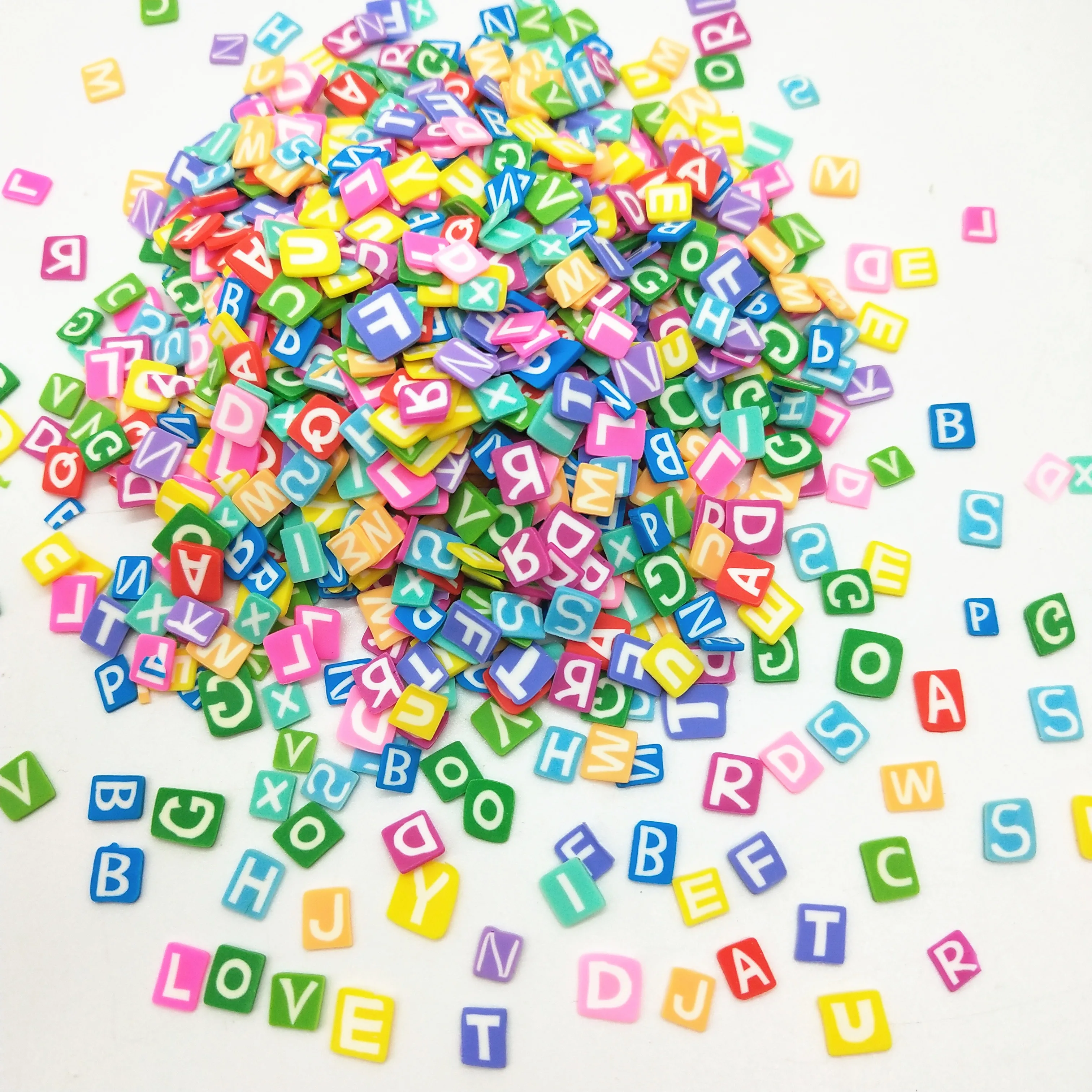 20g/lot 5mm English Letters of Alphabet Character Polymer Clay Colorful for DIY Crafts Tiny Cute Accessories Assorted